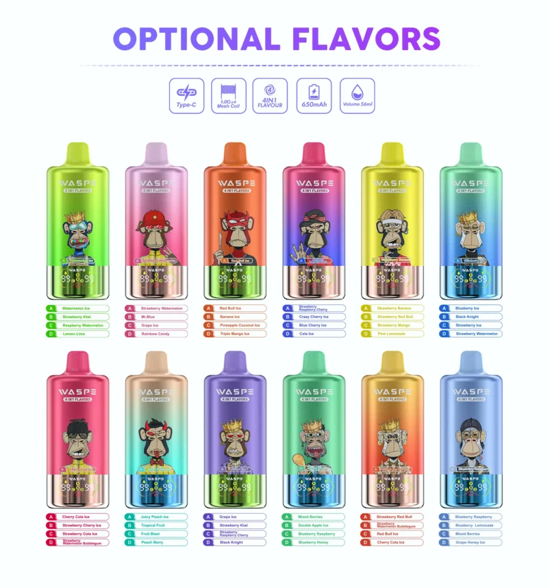 Waspe 4in1 100000 Puffs Einweg Vape Flavors List Disposable Device